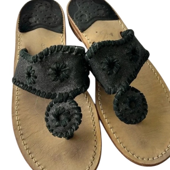 Jack Rogers Navajo flat sandals black glitter Size 7 - Picture 1 of 7
